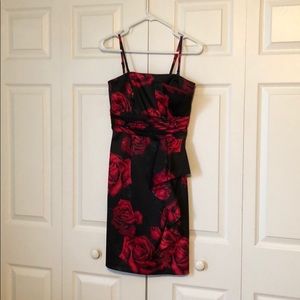 WHBM Red Formal Rose Print Dress